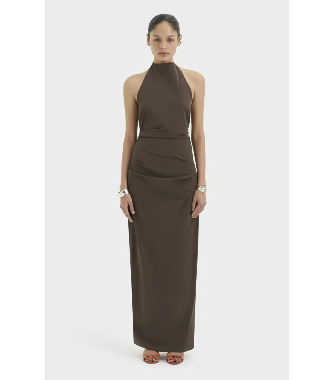 Sir the Label Sol Halter Maxi Gown in Mocha Size 0 / AU 6 for rent on The Volte - main image