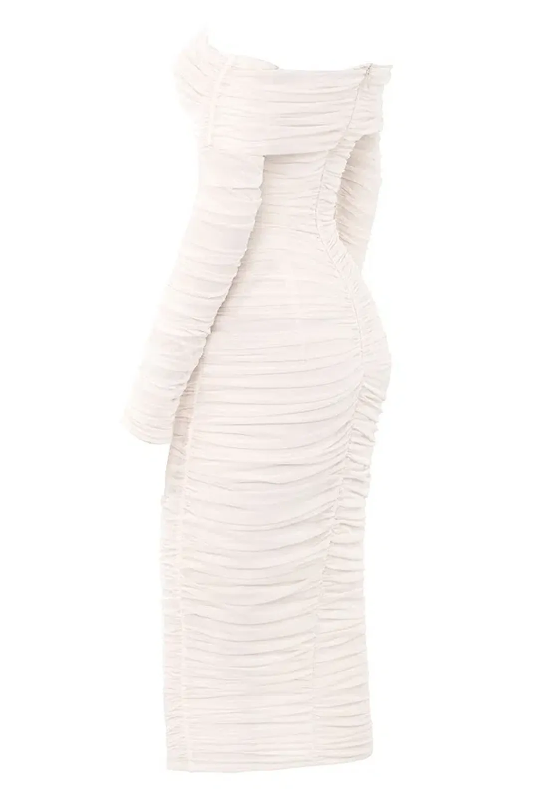 House of CB Anais Off Shoulder Ruched Midi Dress White Size 8 for rent on The Volte - main image