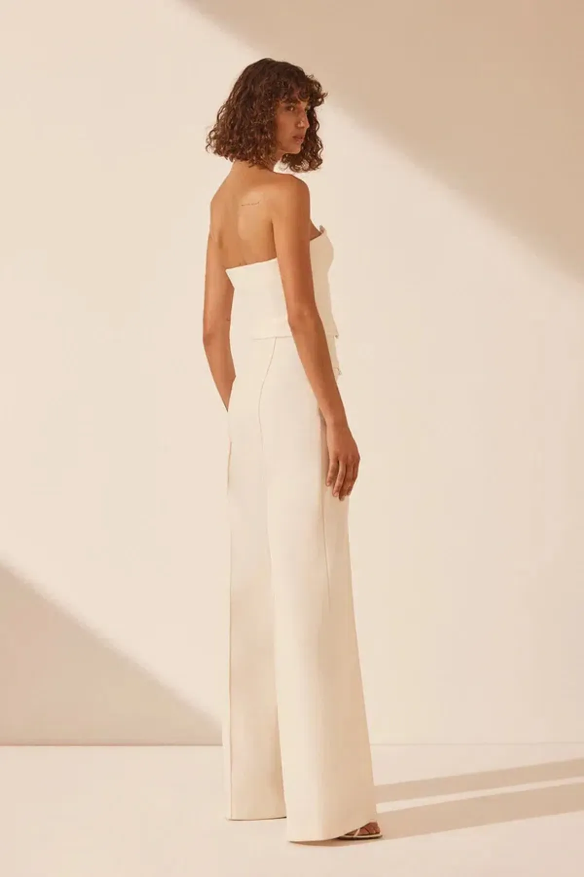Shona Joy Amura High Waisted Wide Leg Pant and Button Up Bodice Set in Cream Size AU8 - Image 2