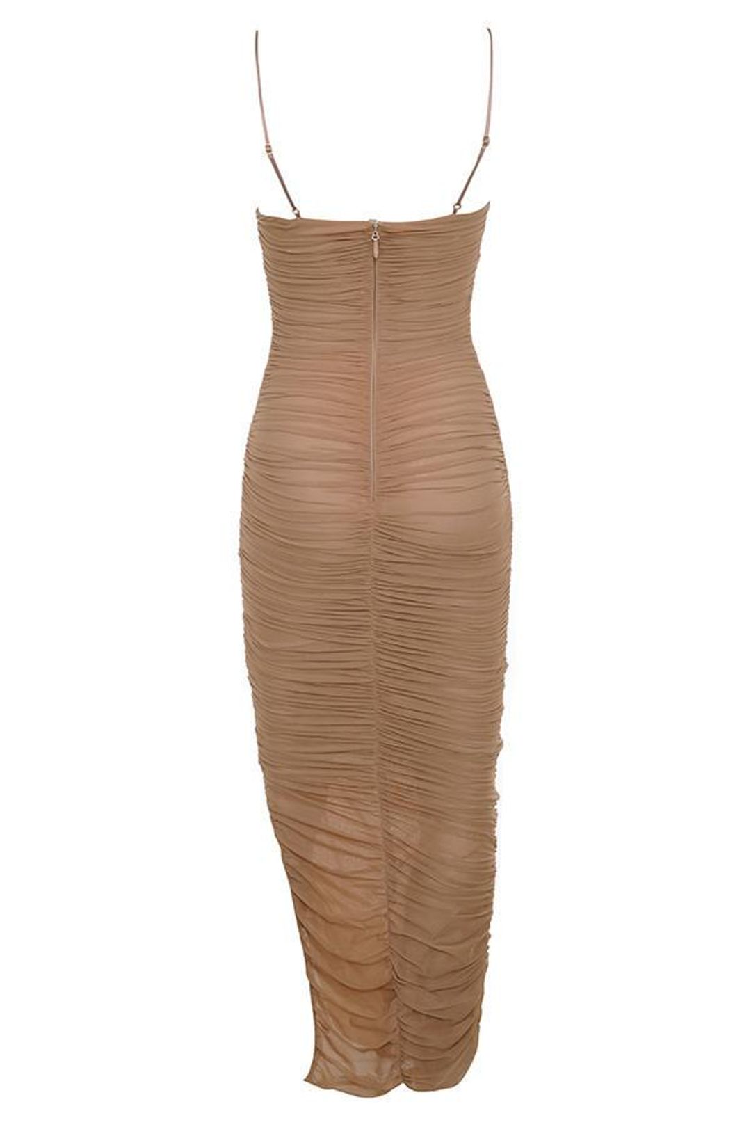 House of CB Fornarina Organza Mesh Midi Dress Tan Size 8 for rent on The Volte - main image