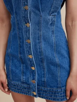 Acler Taren Denim Mini Dress in Classic Wash Blue Size 10 for rent on The Volte - image 5