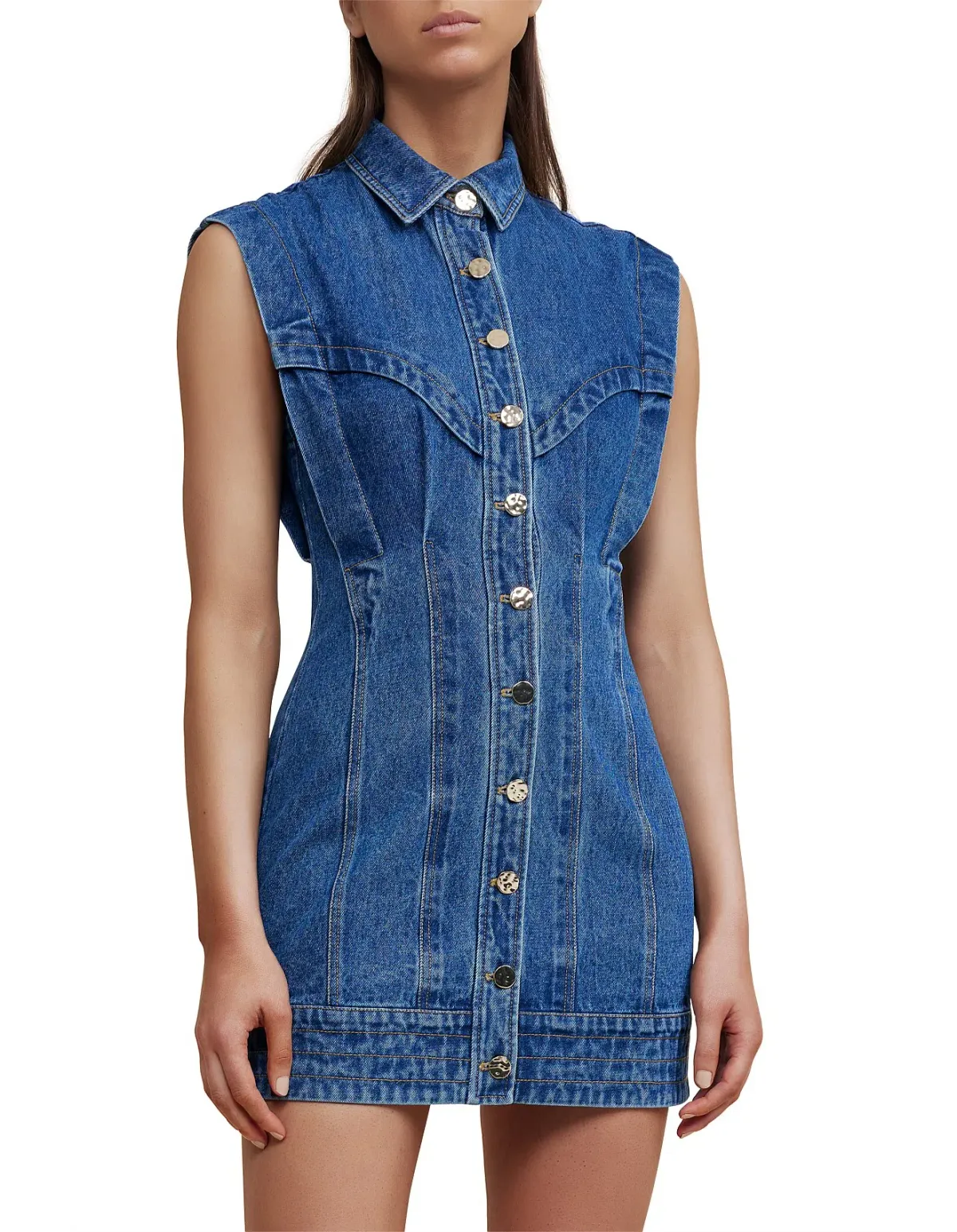 Acler Taren Denim Mini Dress in Classic Wash Blue Size 10 - Image 2