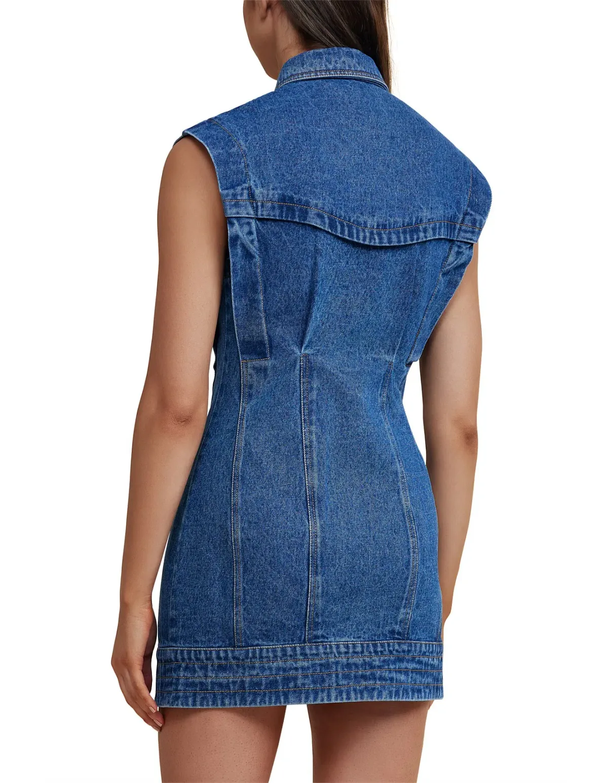 Acler Taren Denim Mini Dress in Classic Wash Blue Size 10 - Image 3