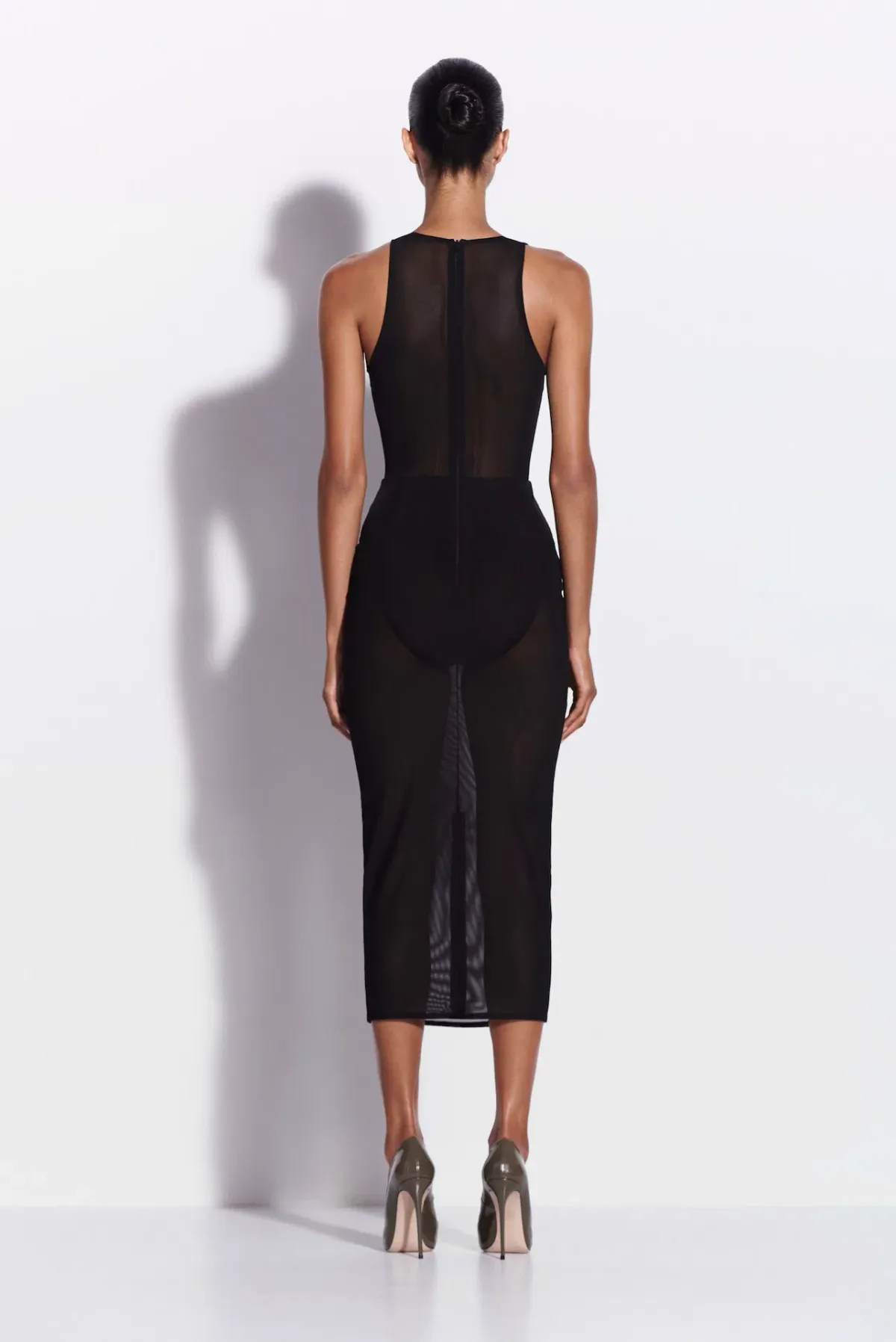Alex Perry Halter Midi Dress in Stretch Mesh Black Size AU 10 - Image 2