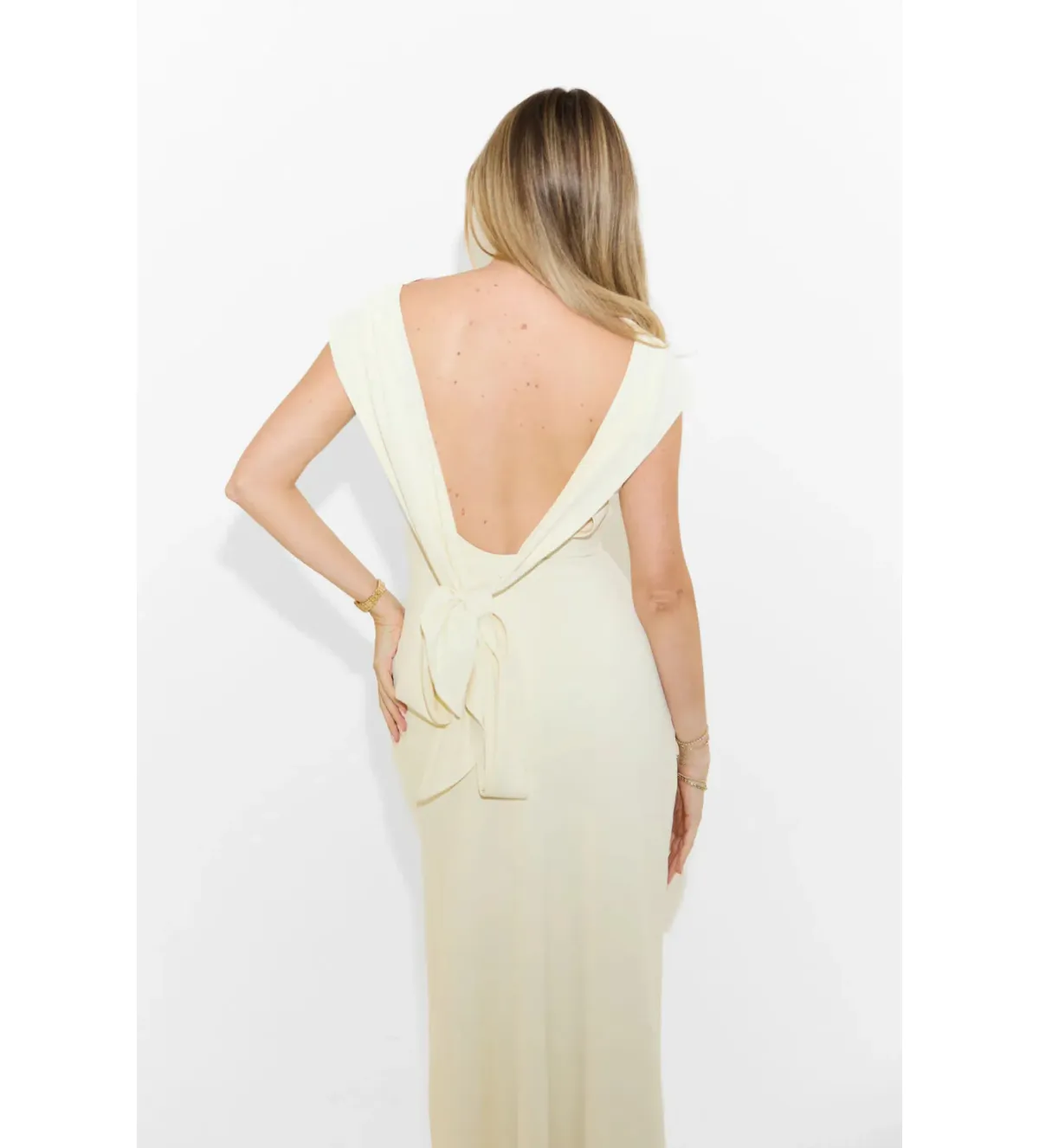 Odd Muse Drape Maxi Dress in Butter Cream Size AU 12 - Image 3