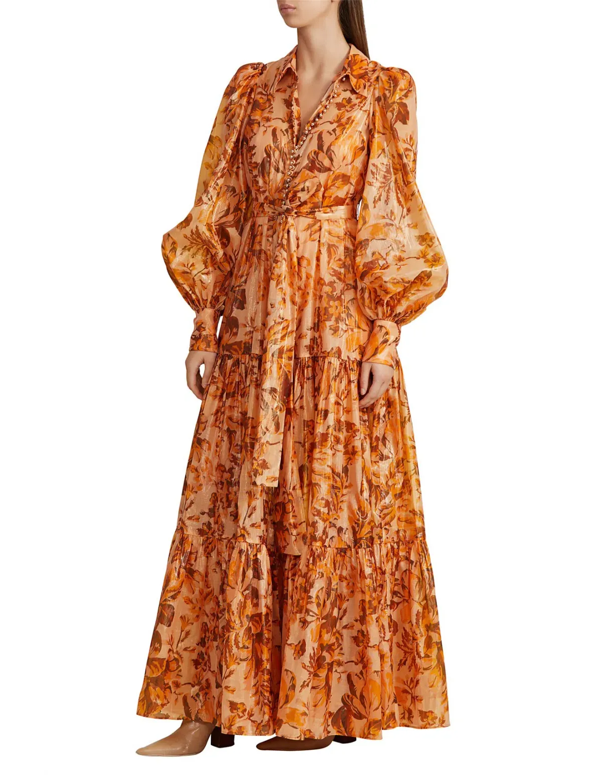 Acler Naples Maxi Dress in Orange Print Size 10 - Image 2