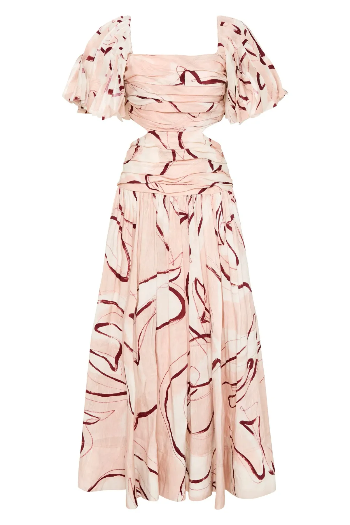 Aje Marianne Ruched Cutout Midi Dress in Whimsical Dove Print Size 4 - Image 4