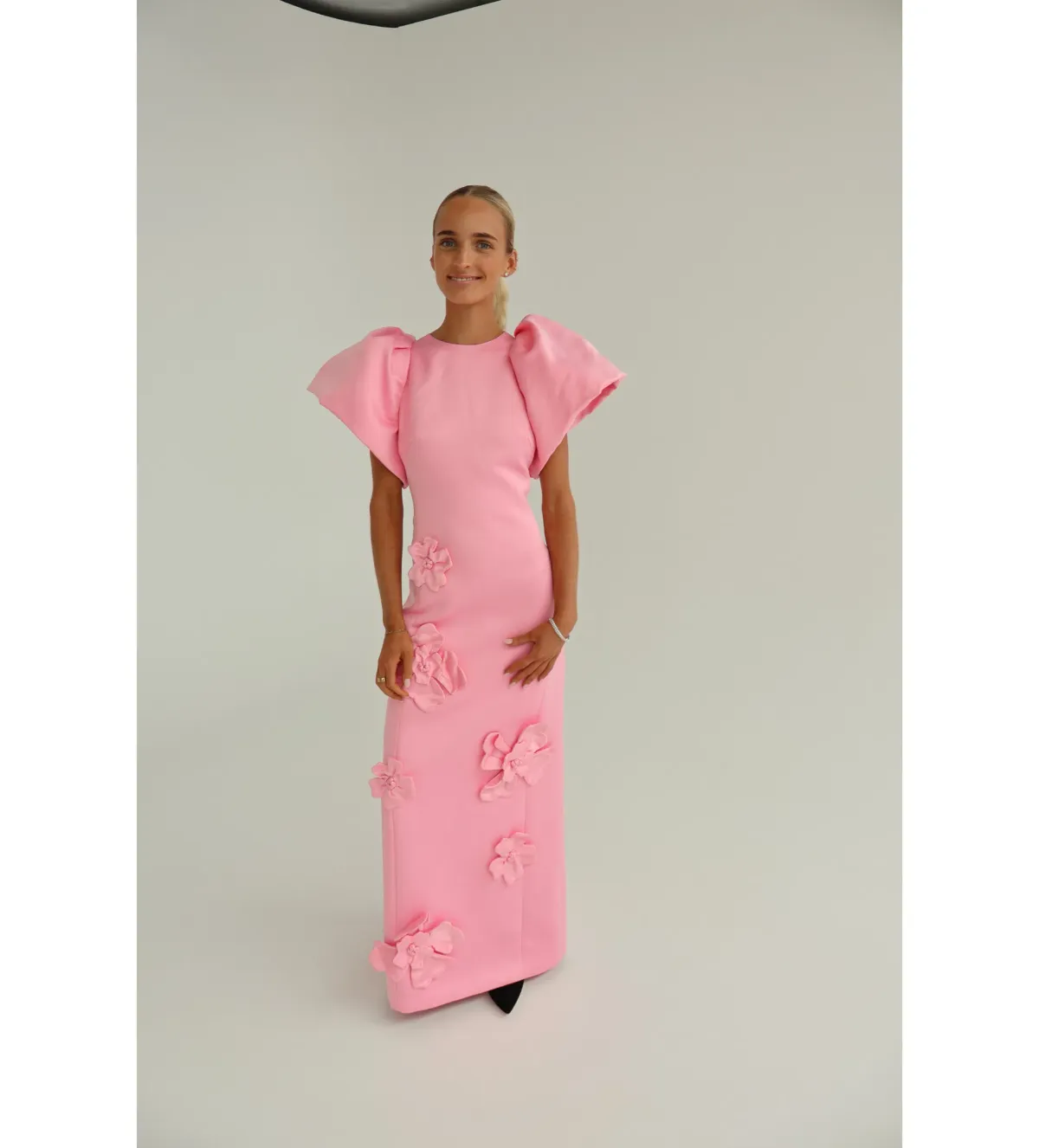 Leo Lin Lucinda Floral Appliqué Maxi Dress Baby Pink Size 10 - Image 2