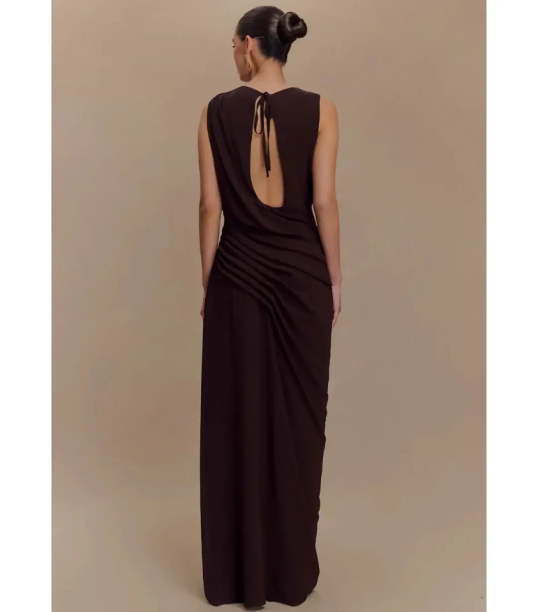 Meshki Oria Maxi Gown in Cacao Brown Size 6 for rent on The Volte - main image