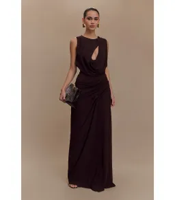 Meshki Oria Maxi Gown in Cacao Brown Size 8 for rent on The Volte - image 1