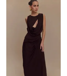 Meshki Oria Maxi Gown in Cacao Brown Size 8 for rent on The Volte - image 3