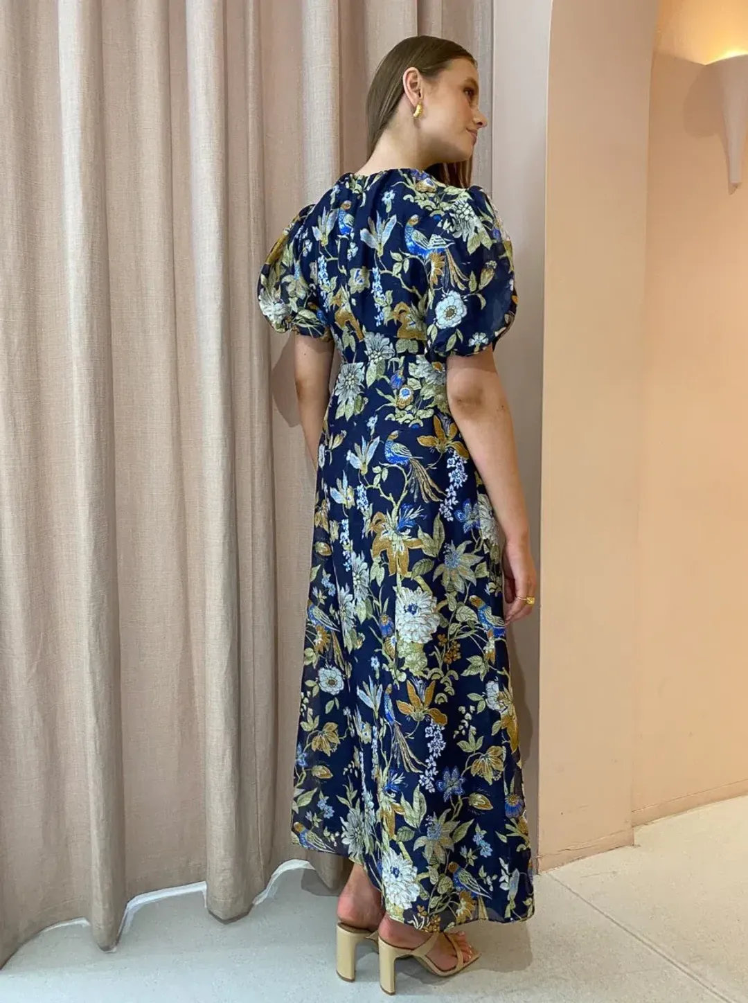 Sir The Label Lilian Puff Sleeve Midi Dress in Delia Print Size 1/AU8 for rent on The Volte - main image