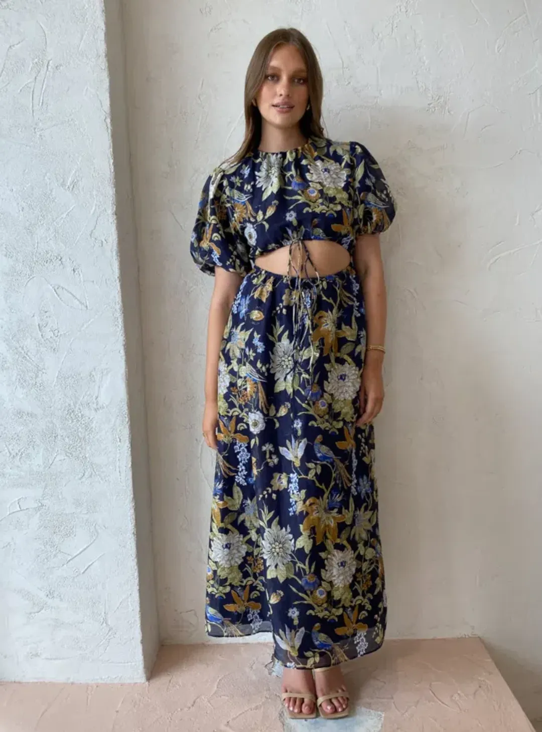 Sir The Label Lilian Puff Sleeve Midi Dress in Delia Print Size 1/AU8 for rent on The Volte - main image