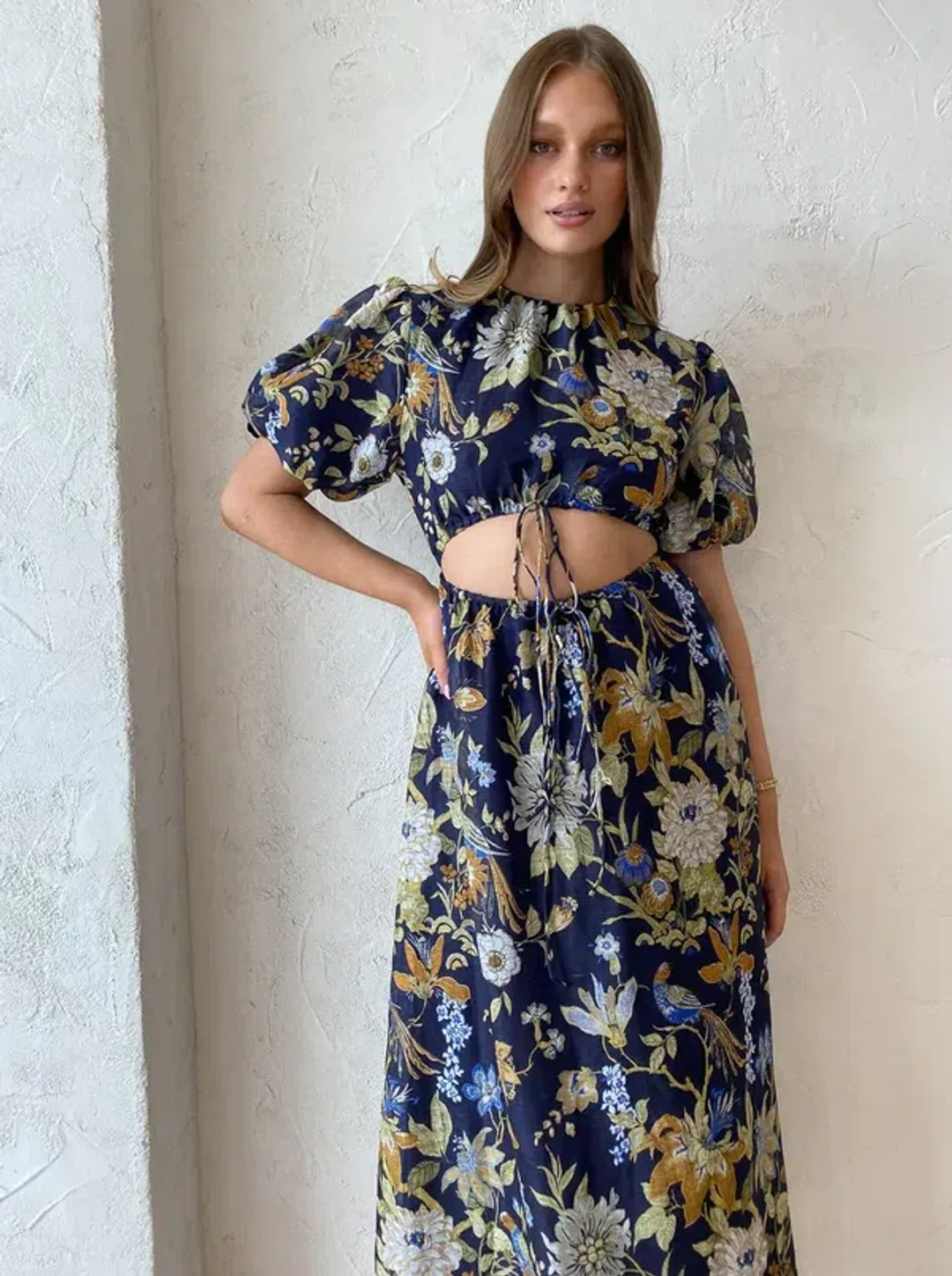 Sir The Label Lilian Puff Sleeve Midi Dress in Delia Print Size 1/AU8 for rent on The Volte - main image