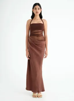 Benni Gina Maxi Dress in Chocolate Size AU12 for rent on The Volte - image 1