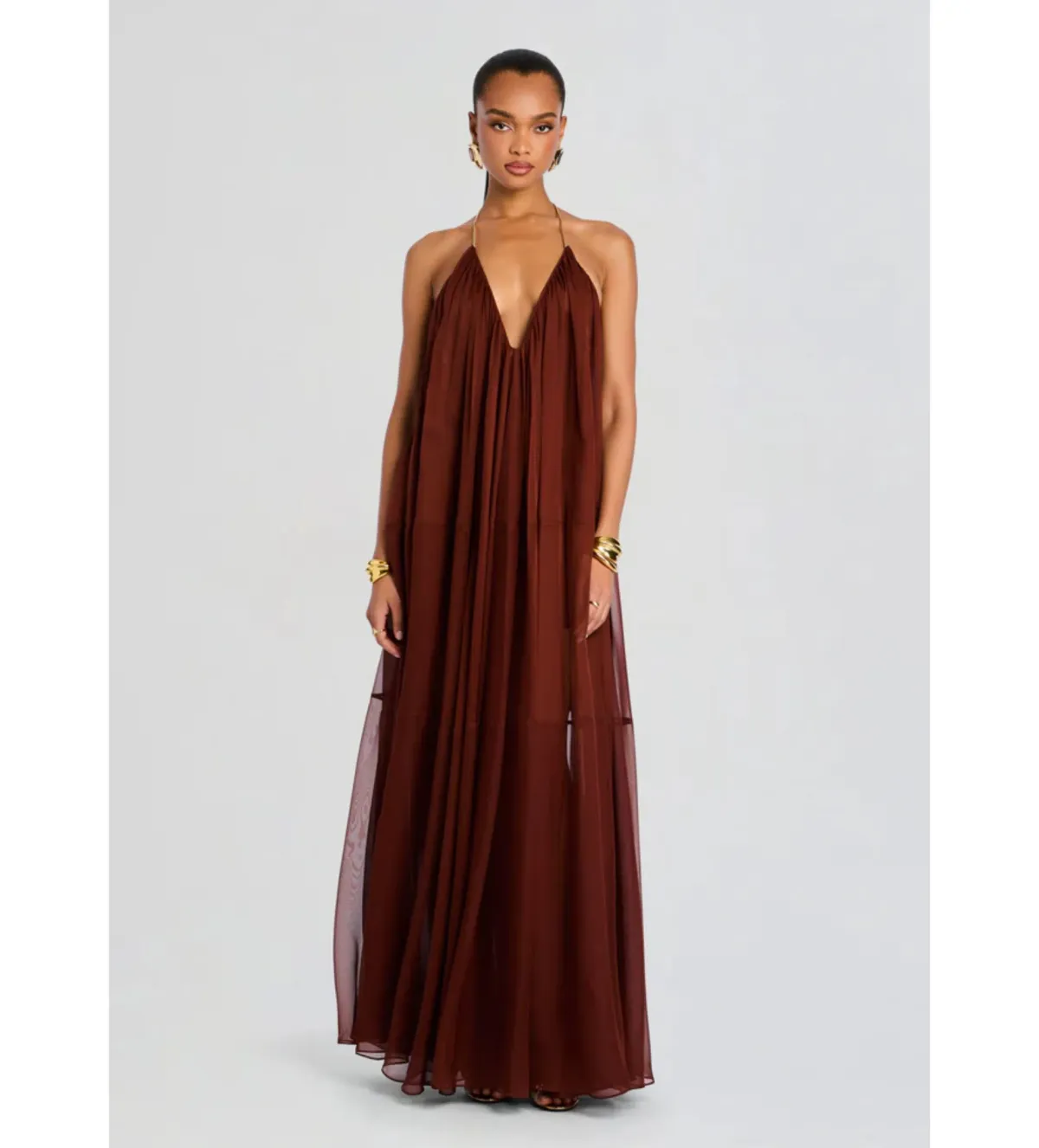 Retrofete Arlet Chiffon Dress in Chestnut Size XS/AU6 - Image 2