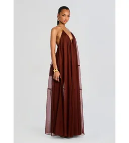 Retrofete Arlet Chiffon Dress in Chestnut Size XS/AU6 for rent on The Volte - image 3