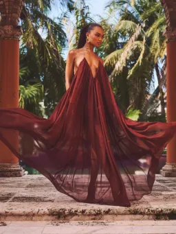 Retrofete Arlet Chiffon Dress in Chestnut Size XS/AU6 for rent on The Volte - image 1