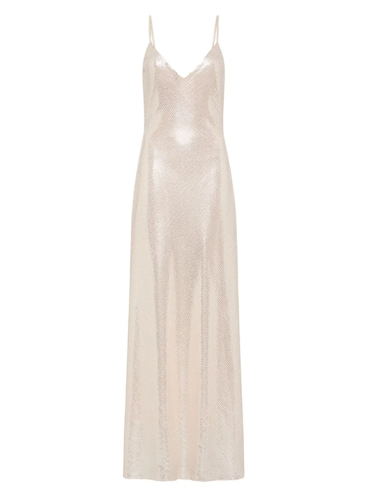 Manning Cartell High Voltage Slip Maxi Dress in Nude Silver Size 6 - Image 4