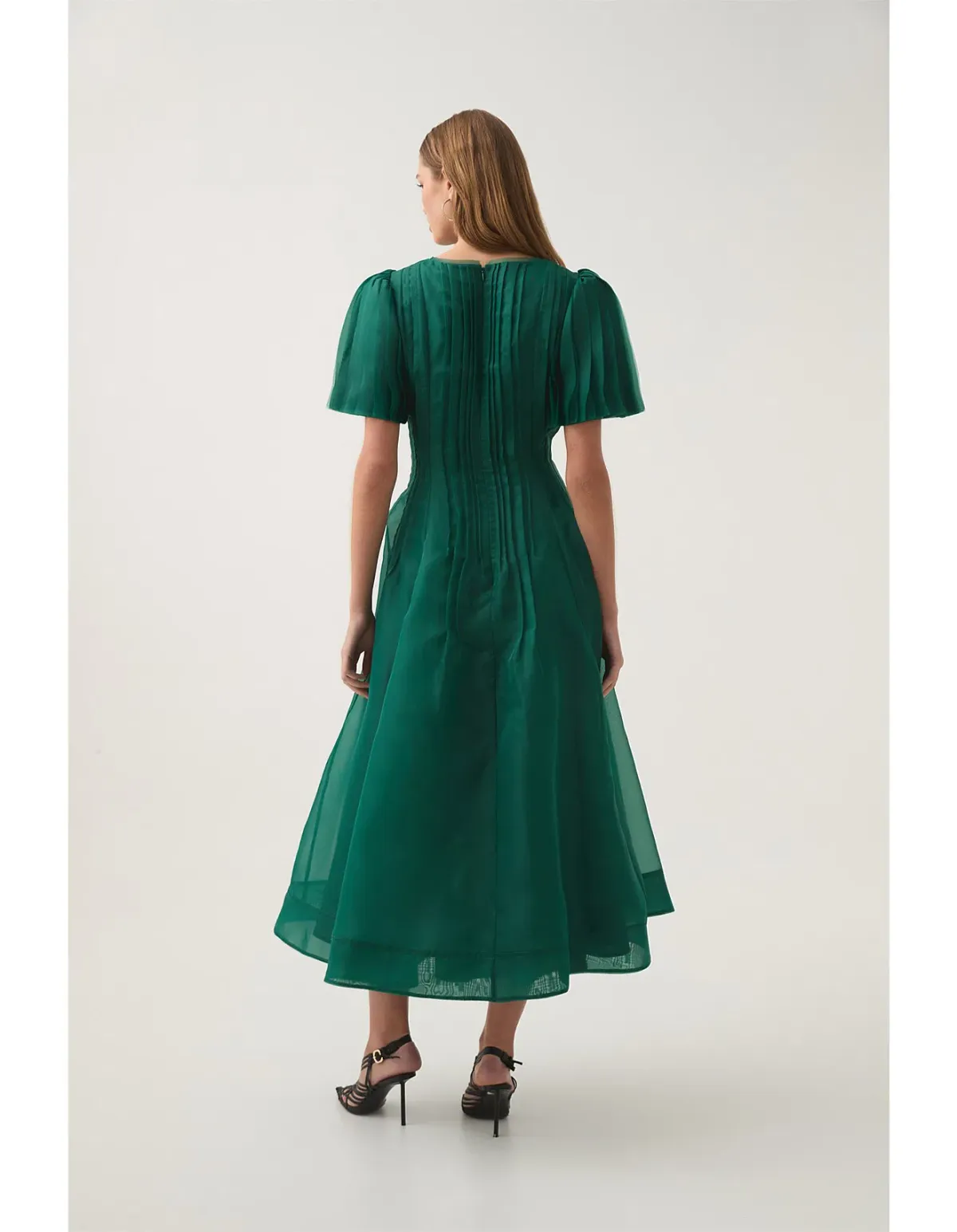 Aje Nova Pleated Midi Dress in Emerald Green Size 12 - Image 3