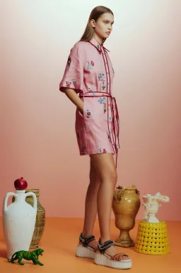 Alemais Timmy Embroidered Mini Dress in Pink Size AU10 for rent on The Volte - image 3