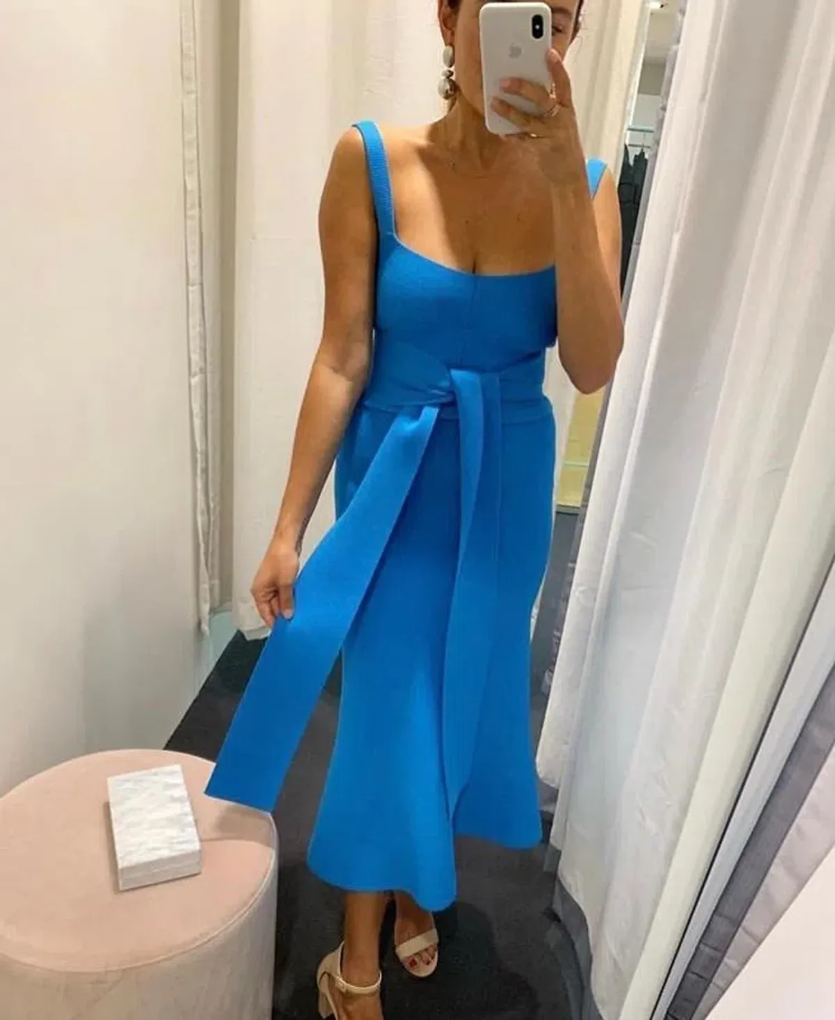 Scanlan Theodore Crepe Bralette Knit Dress in Sapphire Blue - Image 2