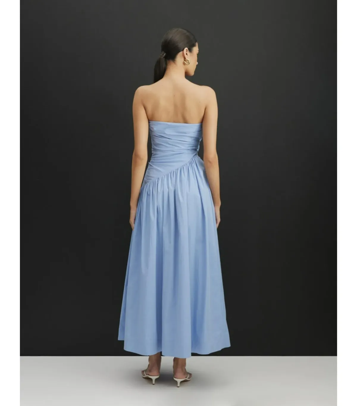 Aere Kiera Strapless Midi Dress in Blue Size AU 8 - Image 2