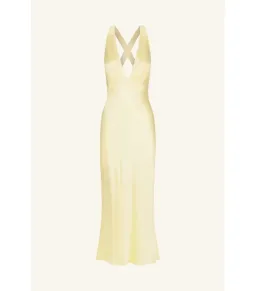 Shona Joy La Lune Plunge Cross Back Midi Dress in Lemon Size AU 10 for rent on The Volte - image 4