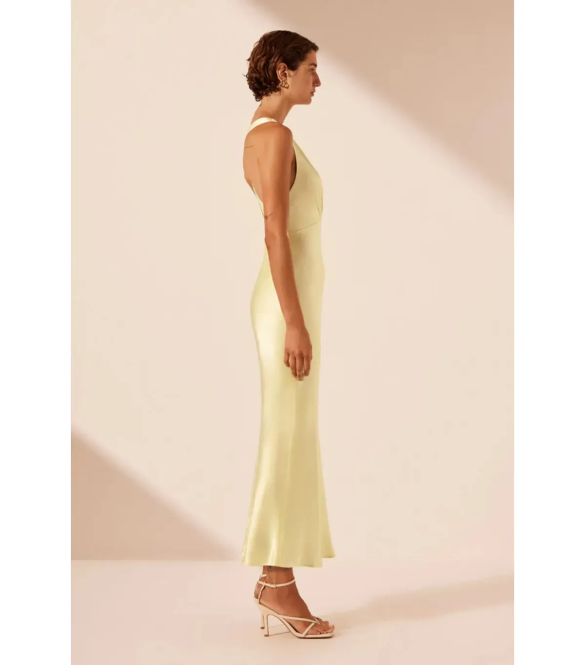Shona Joy La Lune Plunge Cross Back Midi Dress in Lemon Size AU 10 - Image 2