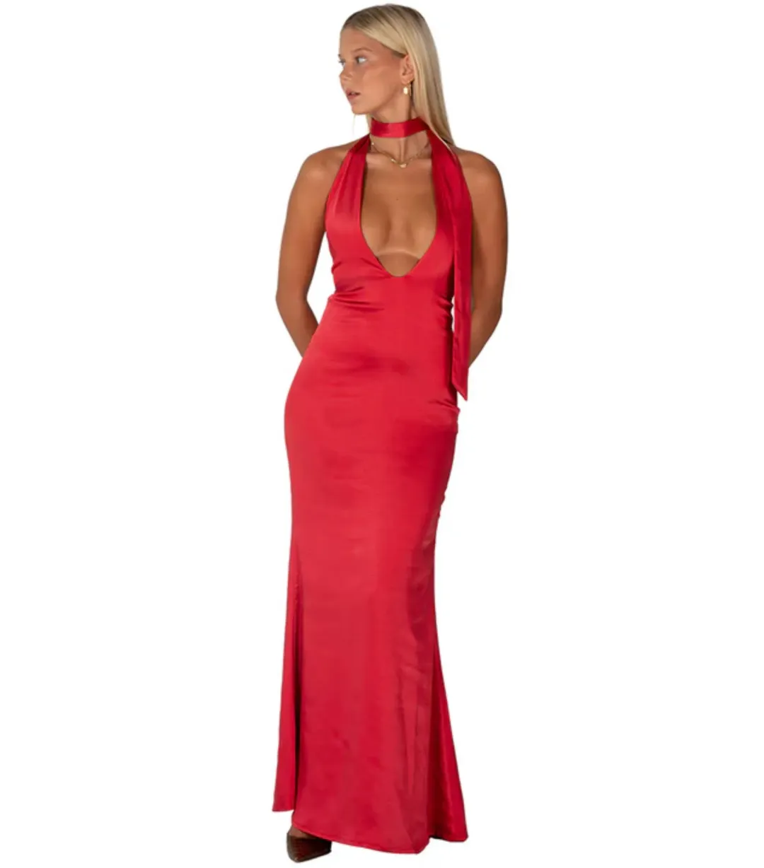 I AM DELILAH Margot Maxi Dress in Cherry Size S / AU 8 for rent on The Volte - main image