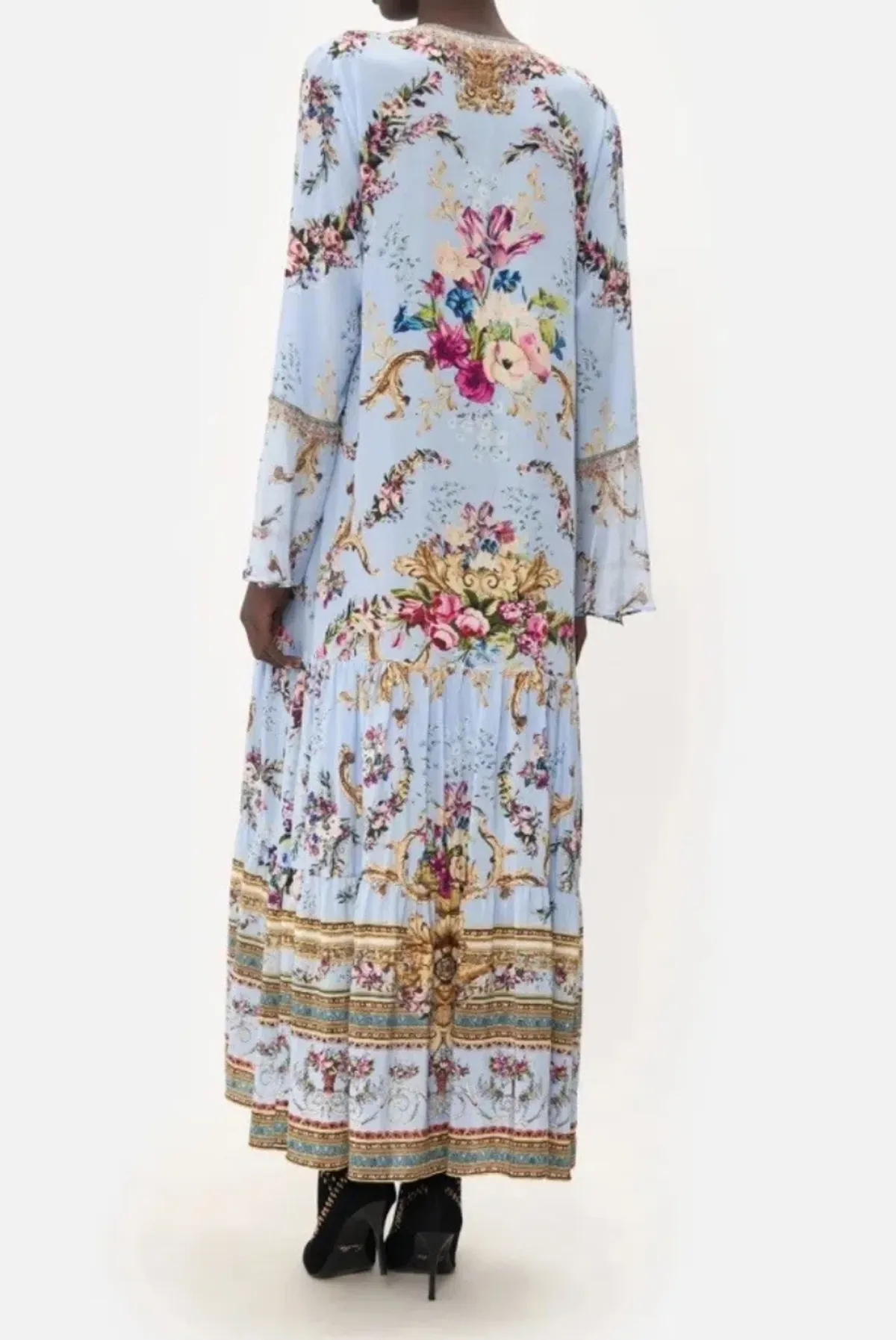 Camilla Lace Up Dress With Tiered Hem Floraful Size XS (8) - Image 3
