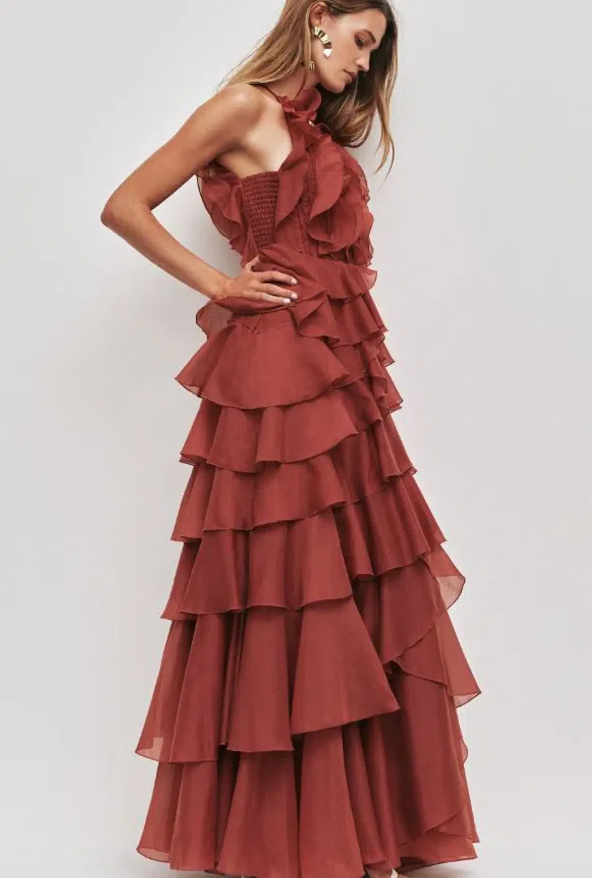 Aje Cleo Gown in Rust Size 6 - Image 2