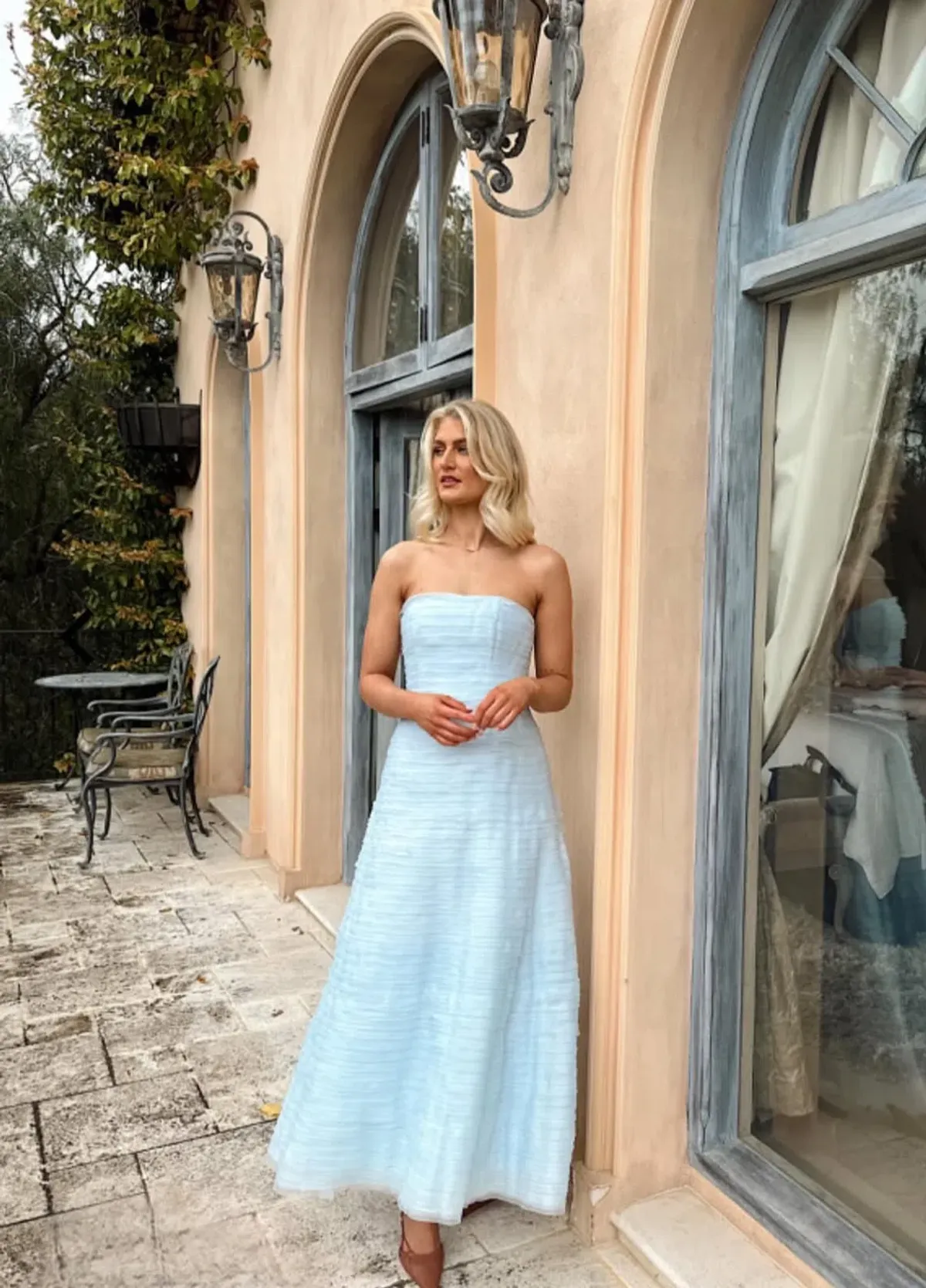 Aje Soundscape Maxi Dress size 14 Sea Breeze Blue for rent on The Volte - main image