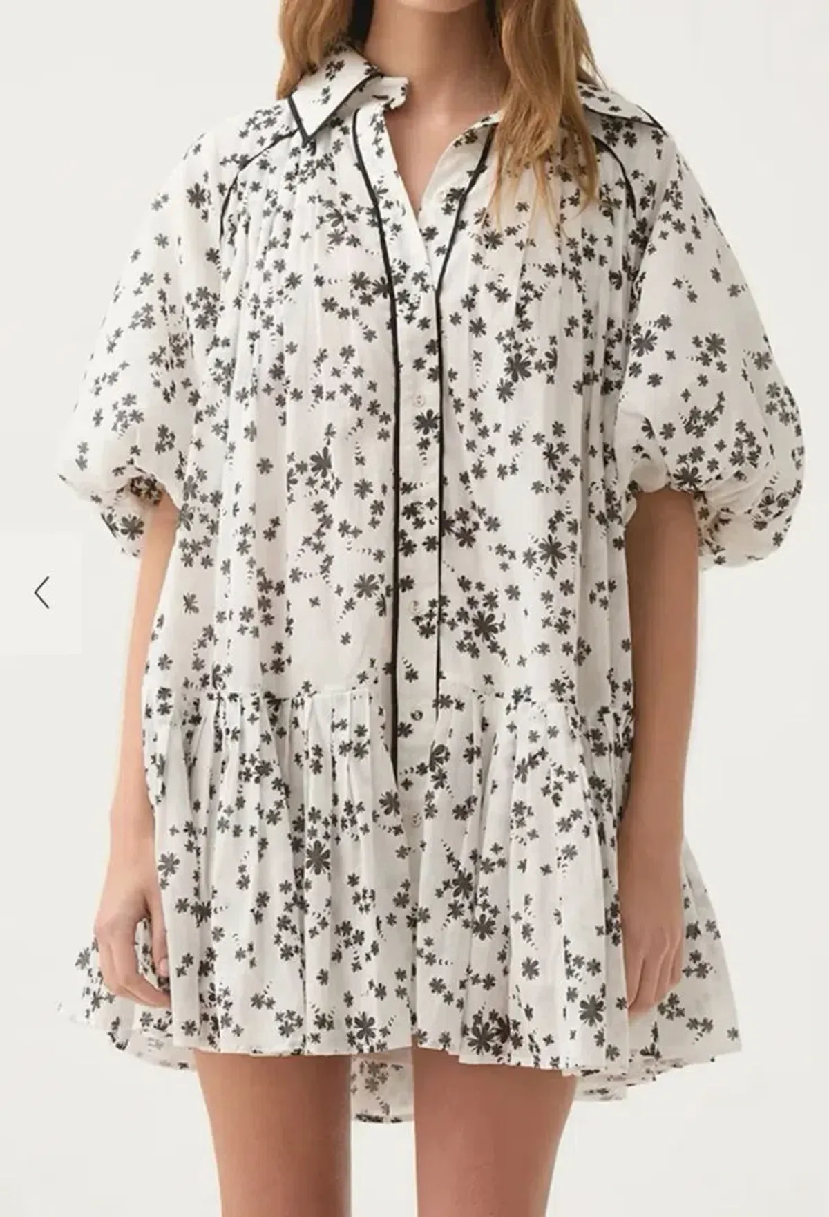 Aje Anthea Mini Smock Dress Daylight Daisies Black & White Size 10 - Image 1