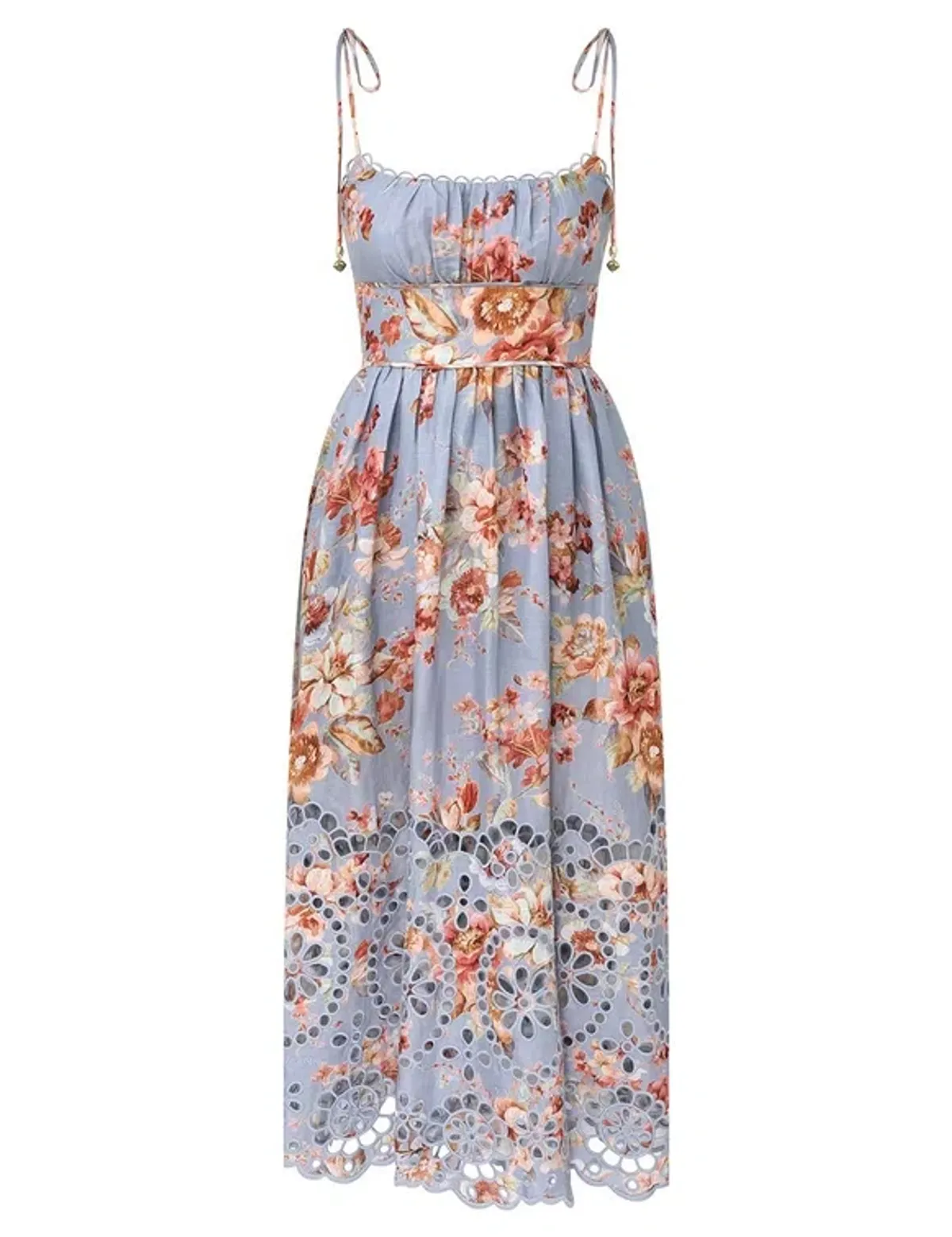Zimmermann Awaken Picnic Dress Chambray Floral Size OP for rent on The Volte - main image
