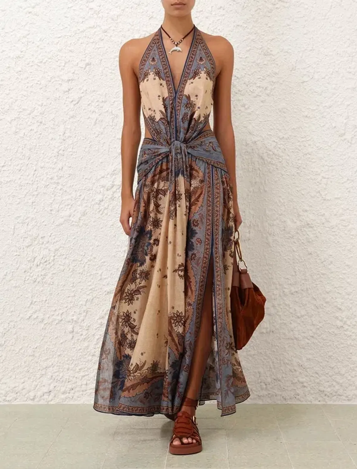 Zimmermann Ascension Plunge Halter Maxi Dress - Image 1