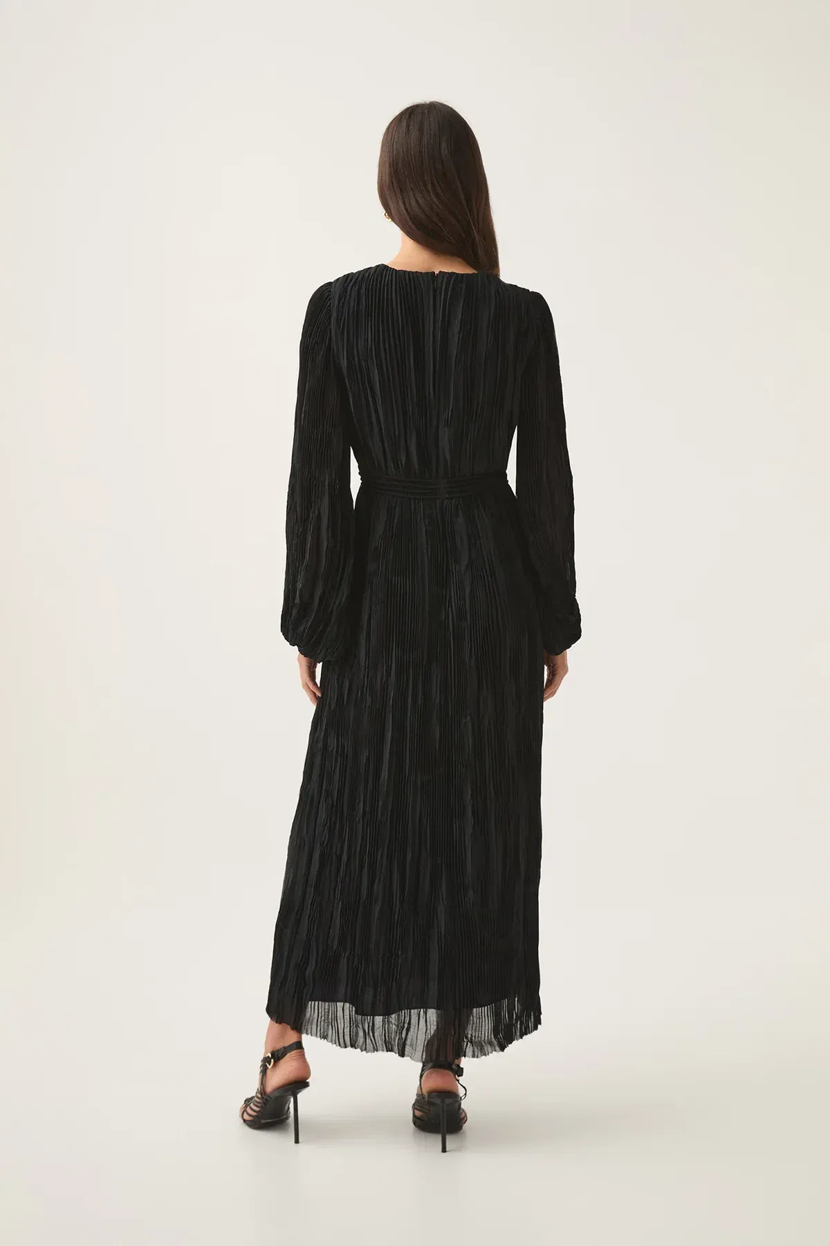 AJE Genevieve Pleated Midi Dress in Black Size S/AU8 - Image 3