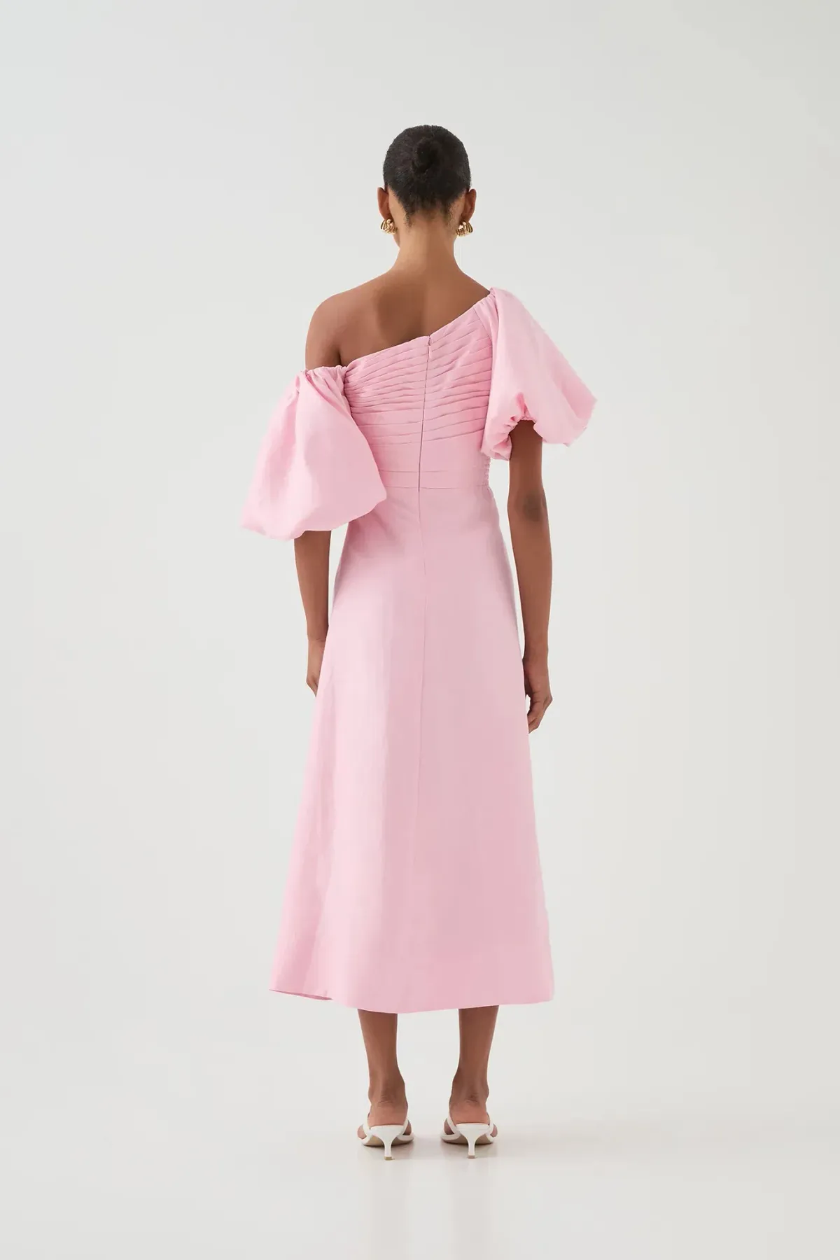 Aje Cadence Ruched Midi Dress / Pink / Size 16 - Image 2