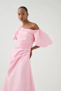 Aje Cadence Ruched Midi Dress / Pink / Size 16 for rent on The Volte - image 4