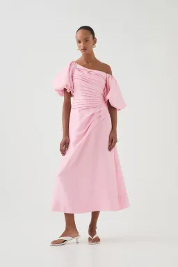 Aje Cadence Ruched Midi Dress / Pink / Size 16 for rent on The Volte - image 3