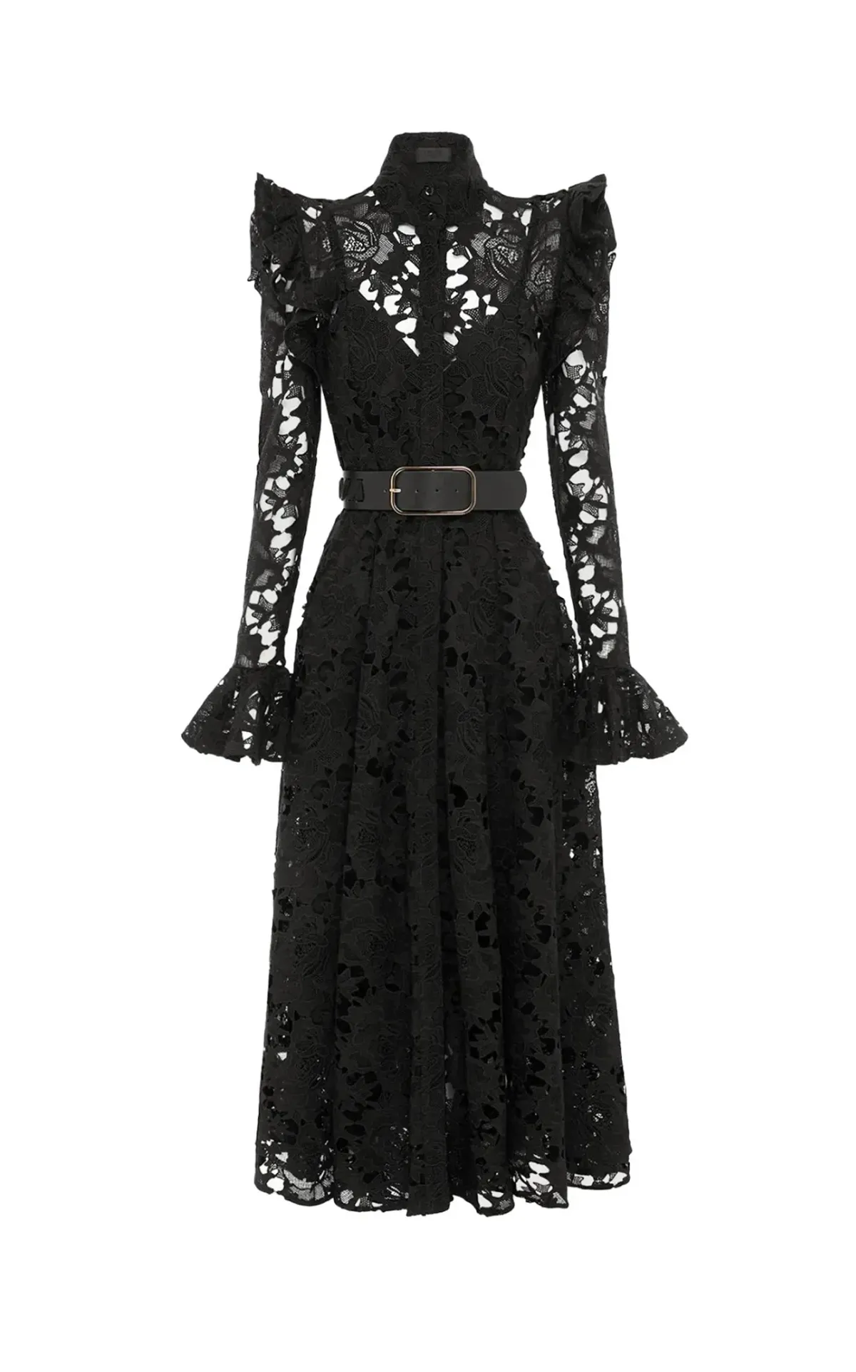 Leo Lin Aliyah Lace Butterfly Sleeve Midi Dress in black Size 14 - Image 1