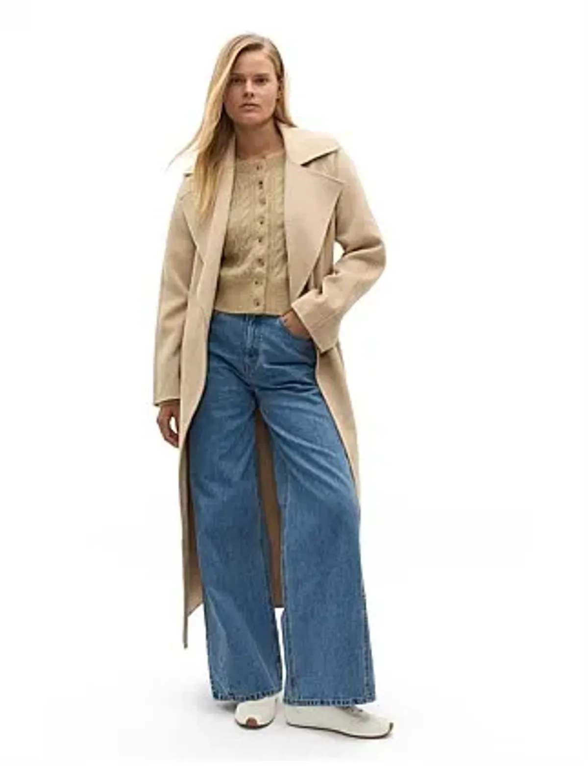 Seed Heritage CABLE CROPPED BUTTON CARDI Beige Size 8 - Image 2