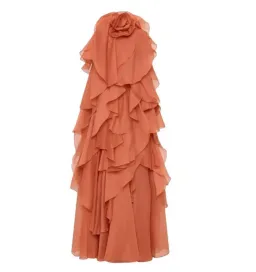 Aje Pandorea Layered Maxi Dress Coral Clay Size AU 16 for rent on The Volte - image 5