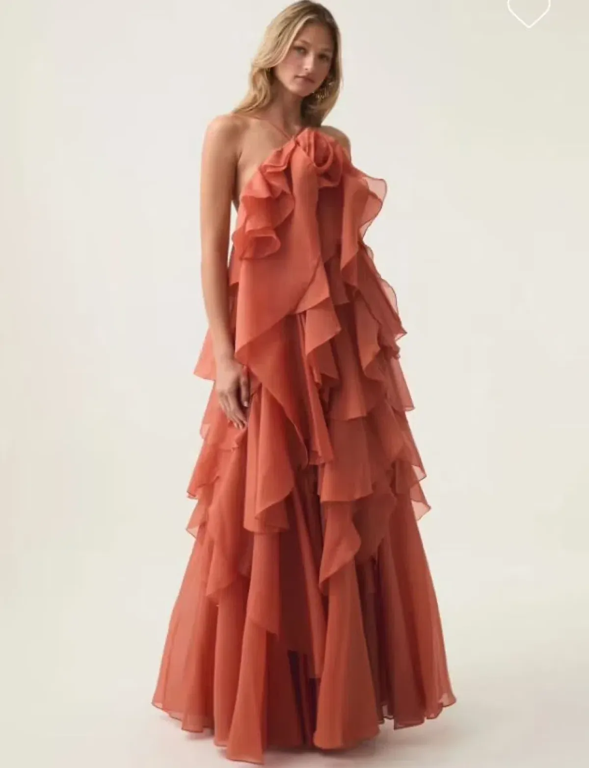 Aje Pandorea Layered Maxi Dress Coral Clay Size AU 16 - Image 2