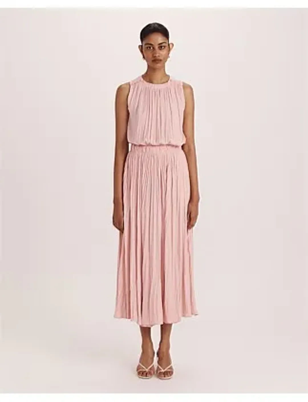 Saba Lillian Pleated Midi Dress Rose Size 12 for rent on The Volte - main image