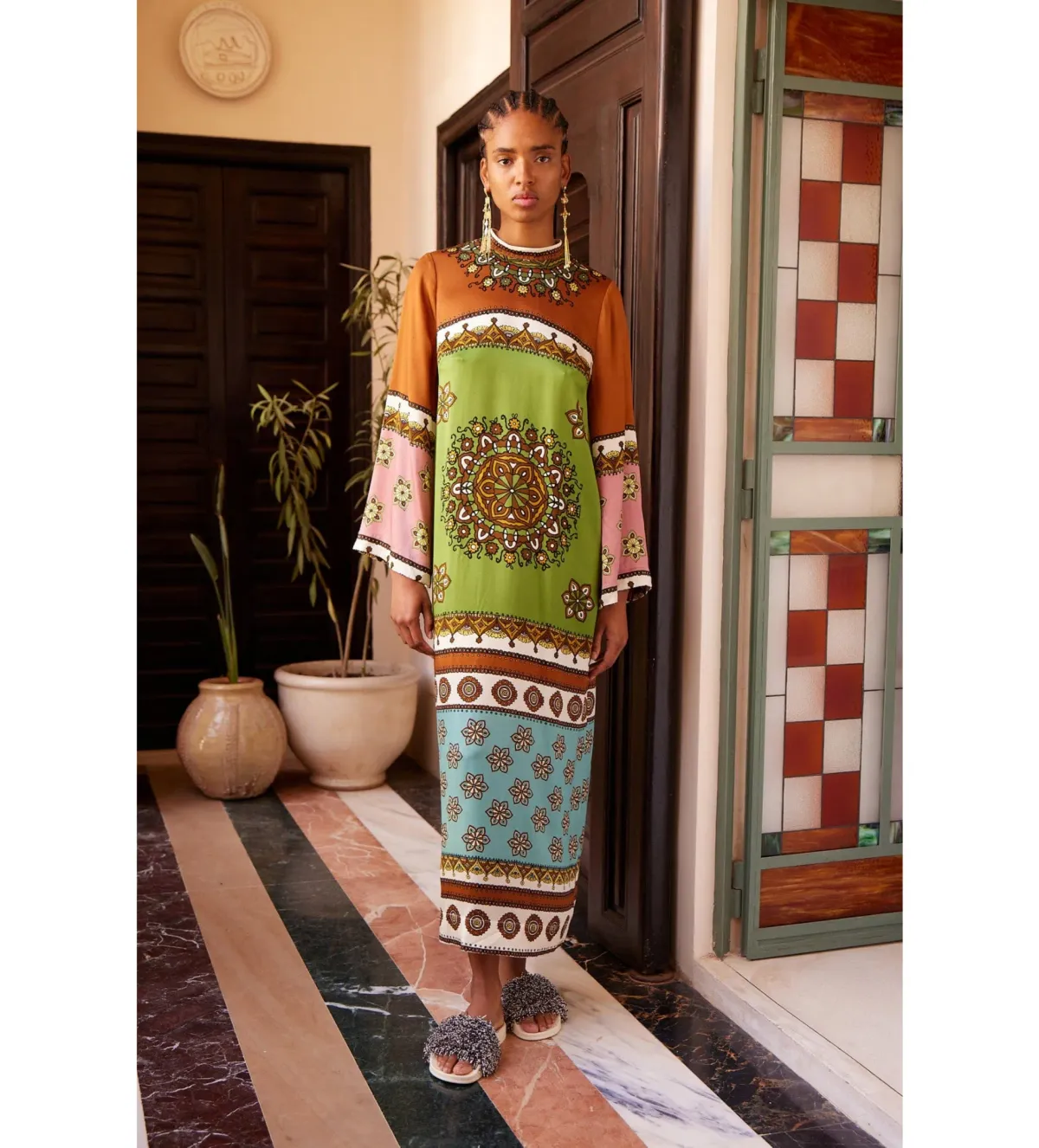 Alémais Contina Silk Midi Dress Multi Size 16 for rent on The Volte - main image