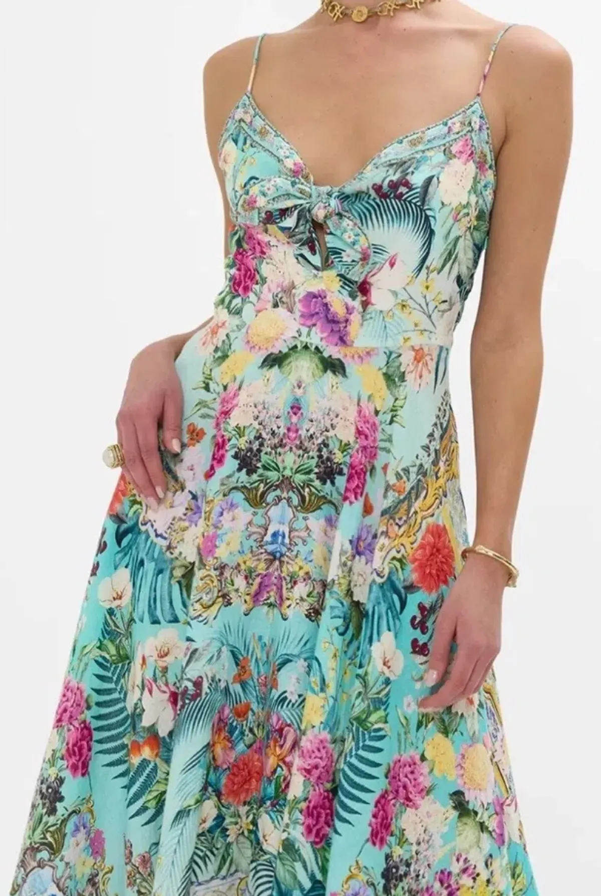 Camilla Long Dress With Tie Front Gardens Of Queluz Size S (10) - Image 3