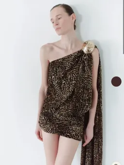 Leam Almes Leopard Print Chiffon Dress With Handmade Stone Detail size 36 for rent on The Volte - image 3