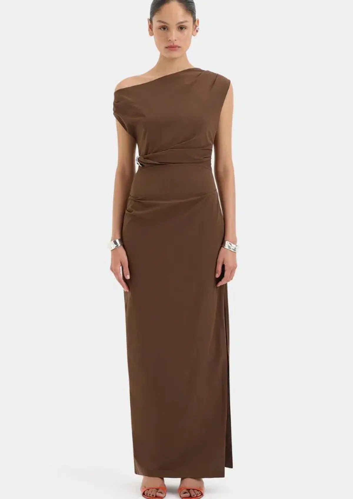 Sir Sol Off Shoulder Gown in Mocha Size 1/8 - Image 1