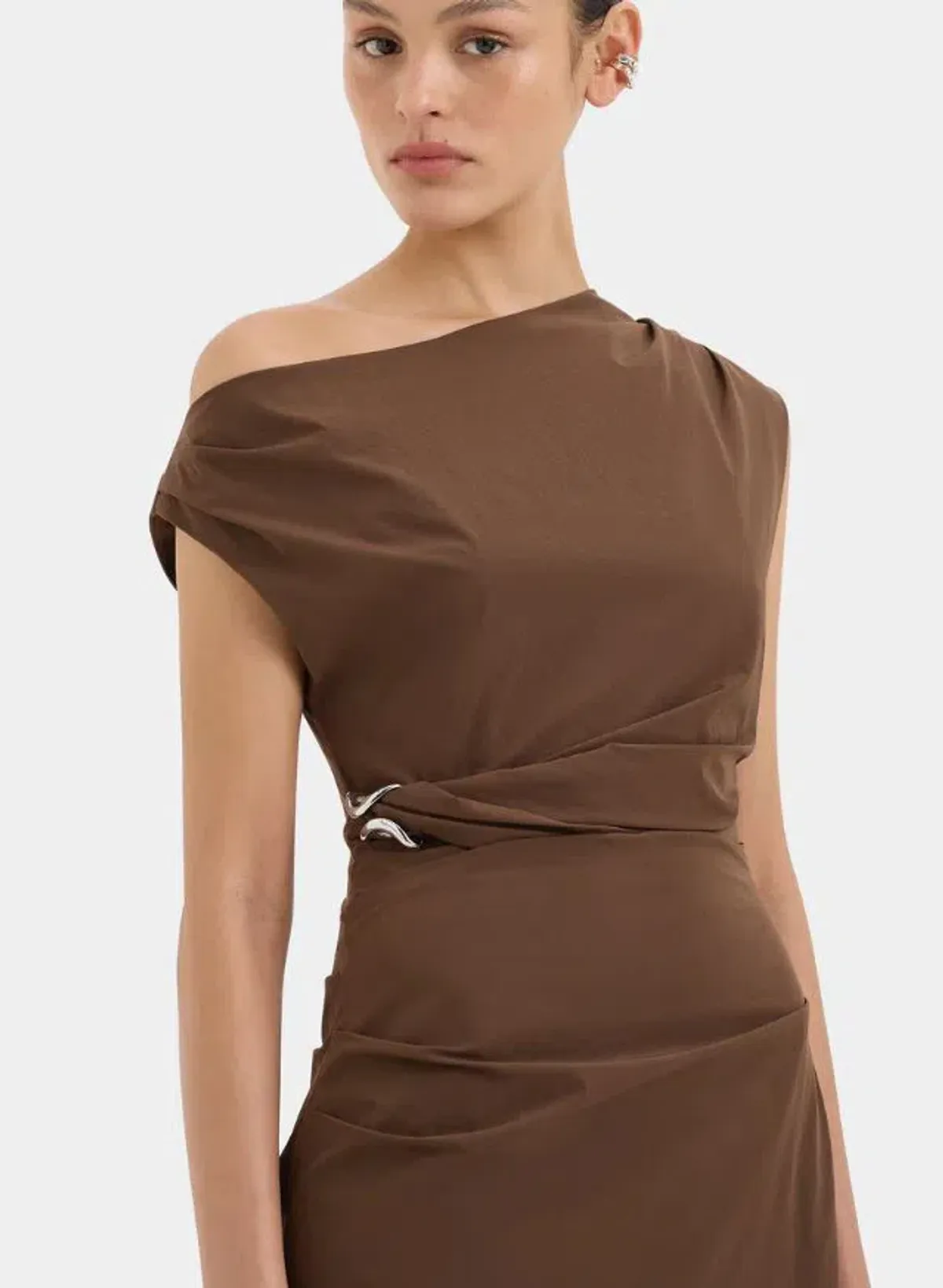 Sir Sol Off Shoulder Gown in Mocha Size 2/10 - Image 2